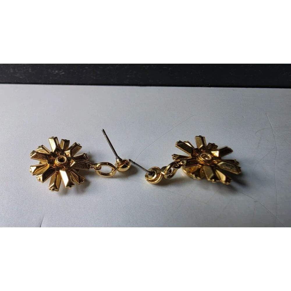 BPOE Elks Lodge Clock Gold Tone Metal Dangling Pierced Earrings Vintage READ